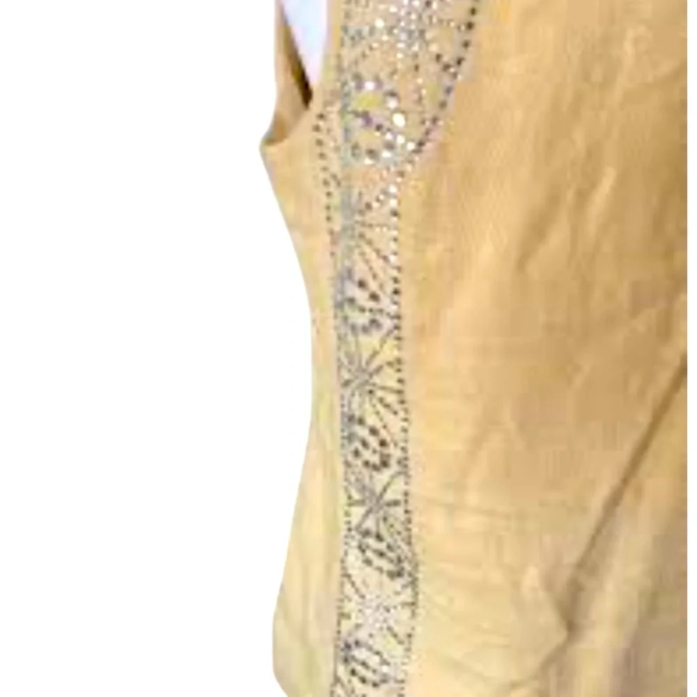 Tory Burch Rhinestone Embellished 100% Linen Sleeveless Tunic Top Size 12